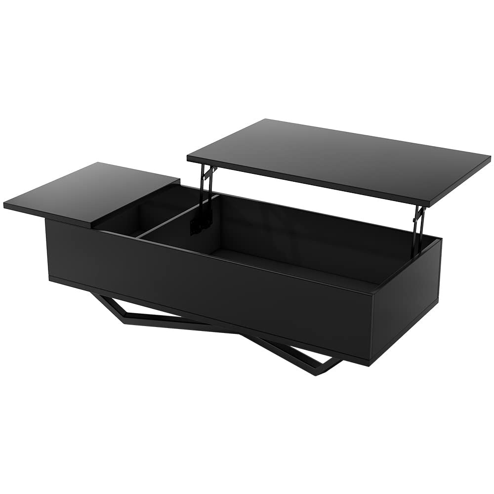 【ブラック/ホワイト】テーブル ローテーブル 折り畳み式天板 昇降式 高さ調節 昇降式テーブル おしゃれ 折りたたみ ローテーブル 一人暮らし 収納 大容量 木製 昇降 センターテーブル リビング リフトテーブル 幅100cm 天然木 リフティング 大きい 大きめ