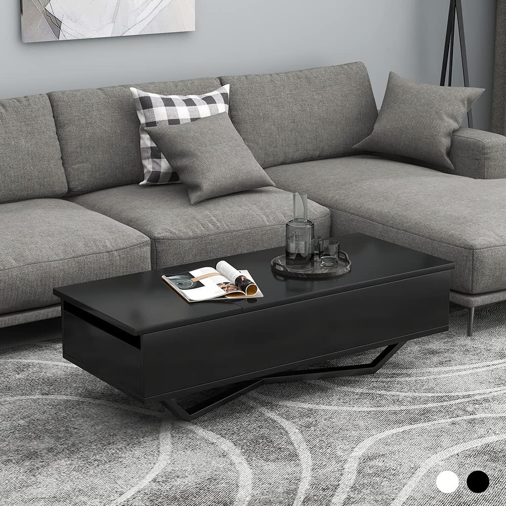 【ブラック/ホワイト】テーブル ローテーブル 折り畳み式天板 昇降式 高さ調節 昇降式テーブル おしゃれ 折りたたみ ローテーブル 一人暮らし 収納 大容量 木製 昇降 センターテーブル リビング リフトテーブル 幅100cm 天然木 リフティング 大きい 大きめ