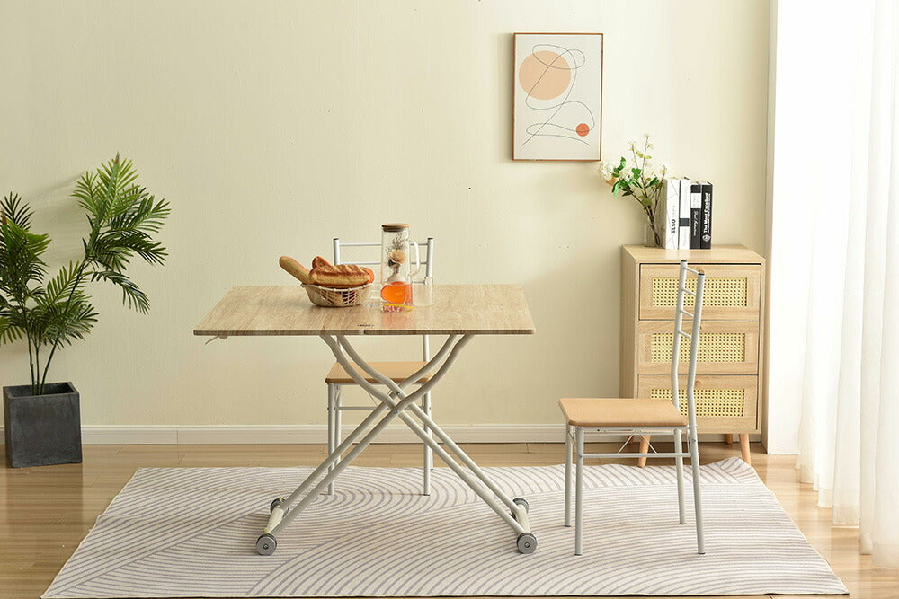 【完成品】センターテーブル 昇降式サイドテーブル 折りたたみテーブル 折り畳み センターテーブル 幅100 高さ50~100cm ガス圧昇降 ナチュラル コンパクトテーブル 作業用 デスク 多機能 おしゃれ リビング ソファ横 一人暮らし 多用途 収納便利