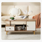 【ブラウン/ホワイト/ナチュラル】テーブル ローテーブル 収納テーブル 幅98 北欧 センターテーブル 引き出し付き 3色展開 リビングテーブル 木製 モダン おしゃれ かわいい シンプル カフェ風 ラック 座卓 テーブル 机 2人 在宅 作業 大きめ