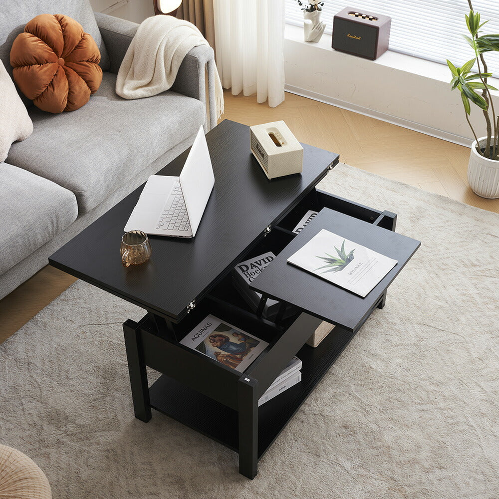 テーブル ローテーブル 折り畳み式天板 昇降式 高さ調節 昇降式テーブル おしゃれ 折りたたみ ローテーブル 一人暮らし 収納 大容量 木製 昇降 センターテーブル リビング リフトテーブル 幅100cm 天然木 リフティング 大きい 大きめ 7日内出荷