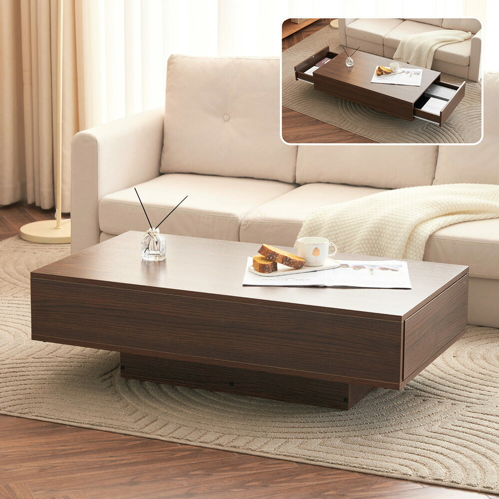 【ブラウン/ホワイト】センターテーブル テーブル ローテーブル リビングテーブル センターテーブル 木製 長方形 北欧 収納棚 大容量 引き出し付き リビング おしゃれ シンプル モダン カフェ風 ソファテーブル コンパクト 一人暮らし 木目調 白
