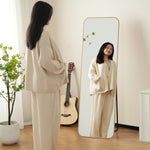 全身鏡 丸角フレーム 姿見鏡 北欧 木目調 スタンドミラー 壁掛けミラー 立てかけ 姿見 鏡 ミラー おしゃれ 飛散防止 160*50CM ナチュラル おしゃれ 大型 鏡 大きい スタンド 玄関 リビング 薄型 省スペース 賃貸 一人暮らし 新生活 韓国 北欧 シンプル