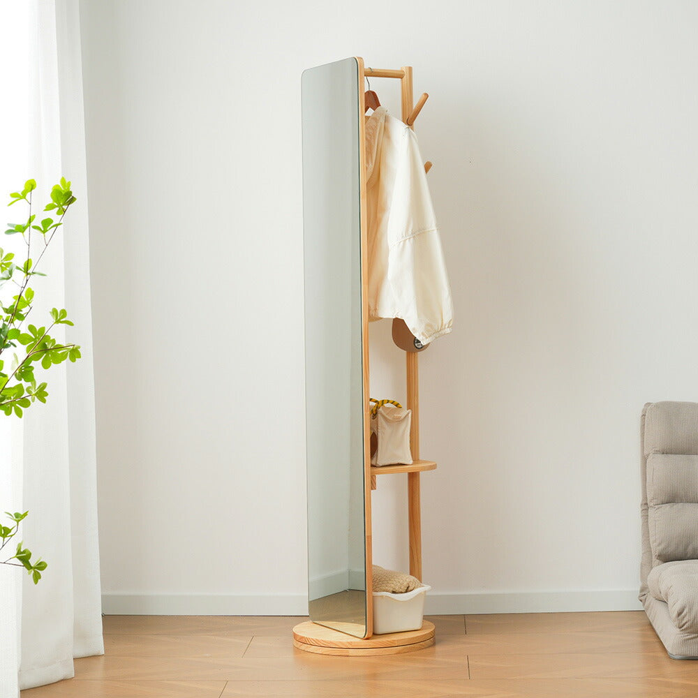 全身鏡 回転タイプ鏡 姿見 玄関 全身 おしゃれ ハンガーラック 収納 スタンド 回転 DIY 自撮りミラー 鏡 壁掛け鏡 飛散防止加工 全身ミラー ドレッサー スリムミラー キャスター付き 移動式 インテリア 韓国 インスタ映え ナチュラル 北欧風 シンプル 7日内出荷