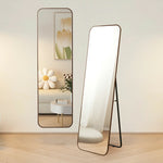 全身鏡 丸角フレーム 姿見鏡 北欧 木目調 スタンドミラー 壁掛けミラー 立てかけ 姿見 鏡 ミラー おしゃれ 飛散防止 160*50CM ブラウン おしゃれ 大型 鏡 大きい スタンド 玄関 リビング 薄型 省スペース 賃貸 一人暮らし 新生活 韓国 北欧 シンプル