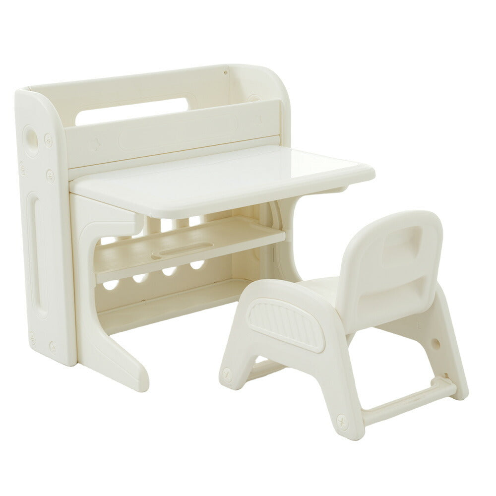 折りたたみキッズデスク チェア セット キッズテーブル ミニテーブル 子供用 勉強机 学習デスク テーブル 子供用テーブル 子供机 学習デスク 机 幼児机 お絵描きデスク 棚付き ホワイト 白 70cm こども 組み立て簡単 多機能 省スペース プレゼント