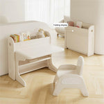 折りたたみキッズデスク チェア セット キッズテーブル ミニテーブル 子供用 勉強机 学習デスク テーブル 子供用テーブル 子供机 学習デスク 机 幼児机 お絵描きデスク 棚付き ホワイト 白 70cm こども 組み立て簡単 多機能 省スペース プレゼント