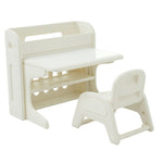 折りたたみキッズデスク チェア セット キッズテーブル ミニテーブル 子供用 勉強机 学習デスク テーブル 子供用テーブル 子供机 学習デスク 机 幼児机 お絵描きデスク 棚付き ホワイト 白 70cm こども 組み立て簡単 多機能 省スペース プレゼント