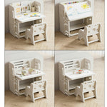 折りたたみキッズデスク チェア セット キッズテーブル ミニテーブル 絵本棚付き 子供用 勉強机 学習デスク テーブル 子供用テーブル 子供机 学習デスク 机 幼児机 お絵描きデスク 棚付き ホワイト 白 こども 組み立て簡単 多機能 省スペース プレゼント