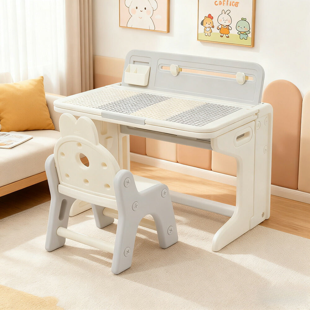 折りたたみキッズデスク チェア セット 学習机セット キッズテーブル ミニテーブル 子供用 勉強机 学習デスク テーブル 子供用テーブル 子供机 学習デスク 机 幼児机 お絵描きデスク ホワイト 白 幅74cm こども 組み立て簡単 多機能 省スペース プレゼント