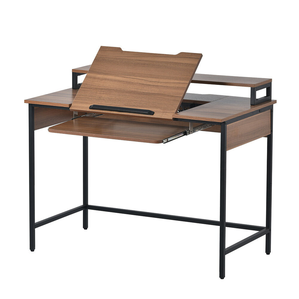 【ブラウン/ナチュラル】パソコンデスク 学習机 おしゃれ 机 PCデスク キーボードスライダー付き ワークデスク 2色展開 勉強机 作業机 シンプル 北欧 収納 デスク単体