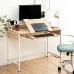 【ブラウン/ナチュラル】パソコンデスク 学習机 おしゃれ 机 PCデスク キーボードスライダー付き ワークデスク 2色展開 勉強机 作業机 シンプル 北欧 収納 デスク単体