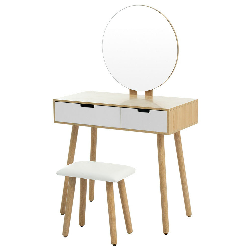 ドレッサー 化粧台 鏡台 テーブル ドレッサーテーブル 化粧テーブル 化粧品収納 卓上 メイク台 鏡 ミラー スツール付き 収納 美容室 寝室 木製 収納大容量 80cm ホワイト 可愛い おしゃれ 一人暮らし 北欧風 オシャレ コンパクト