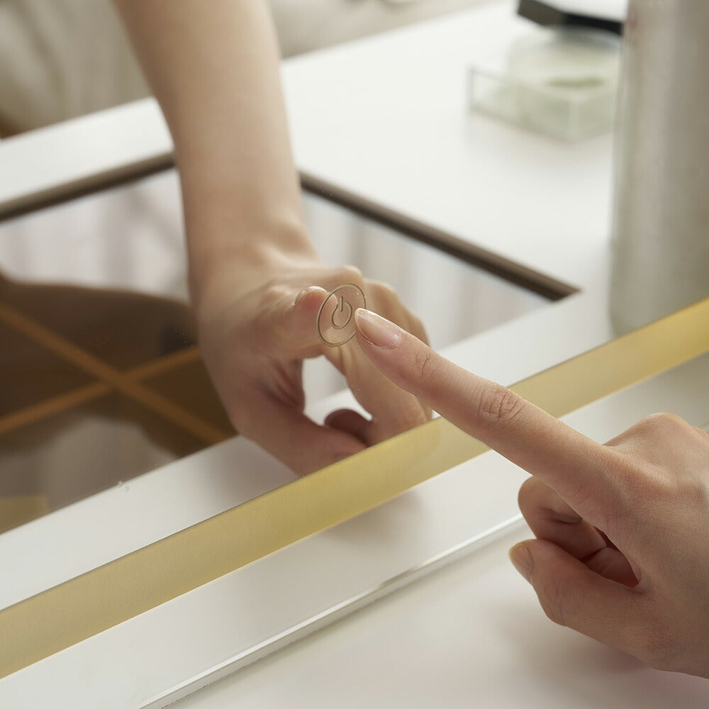 ドレッサー 化粧台 テーブル 鏡台 ライト付き 3色LED ドライヤーホルダー コンセント付き 女優ミラー 引き出し 収納 椅子 スツール付き セット サイド収納 メイク台 木製 幅80cm 白 ホワイト 高級感 おしゃれ シンプル プレゼント 大容量 可愛い