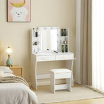 ドレッサー 化粧台 テーブル 鏡台 ライト付き 3色LED ドライヤーホルダー コンセント付き 女優ミラー 引き出し 収納 椅子 セット サイド収納 メイク台 ホワイト 85CM 化粧品収納 シンプル 大容量 可愛い 北欧 コンパクト