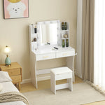 ドレッサー 化粧台 テーブル 鏡台 ライト付き 3色LED ドライヤーホルダー コンセント付き 女優ミラー 引き出し 収納 椅子 セット サイド収納 メイク台 ホワイト 85CM 化粧品収納 シンプル 大容量 可愛い 北欧 コンパクト