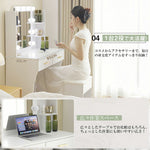 ドレッサー 化粧台 テーブル 鏡台 ライト付き 3色LED ドライヤーホルダー コンセント付き 女優ミラー 引き出し 収納 椅子 セット サイド収納 メイク台 ホワイト 85CM 化粧品収納 シンプル 大容量 可愛い 北欧 コンパクト