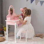 ままごとドレッサー ドレッサー 木製 化粧台 鏡台 スツール付き 引き出し 姫系 可愛い おしゃれ 子ども おもちゃ ドレッサー ピンク 70cm 誕生日 キッズ 女の子 プレゼント お姫様 女の子プレゼント 姪 おしゃれ かわいい