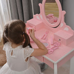 ままごとドレッサー ドレッサー 木製 化粧台 鏡台 スツール付き 引き出し 姫系 可愛い おしゃれ 子ども おもちゃ ドレッサー ピンク 70cm 誕生日 キッズ 女の子 プレゼント お姫様 女の子プレゼント 姪 おしゃれ かわいい