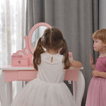 ままごとドレッサー ドレッサー 木製 化粧台 鏡台 スツール付き 引き出し 姫系 可愛い おしゃれ 子ども おもちゃ ドレッサー ピンク 70cm 誕生日 キッズ 女の子 プレゼント お姫様 女の子プレゼント 姪 おしゃれ かわいい