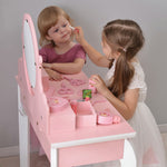 ままごとドレッサー ドレッサー 木製 化粧台 鏡台 スツール付き 引き出し 姫系 可愛い おしゃれ 子ども おもちゃ ドレッサー ピンク 70cm 誕生日 キッズ 女の子 プレゼント お姫様 女の子プレゼント 姪 おしゃれ かわいい