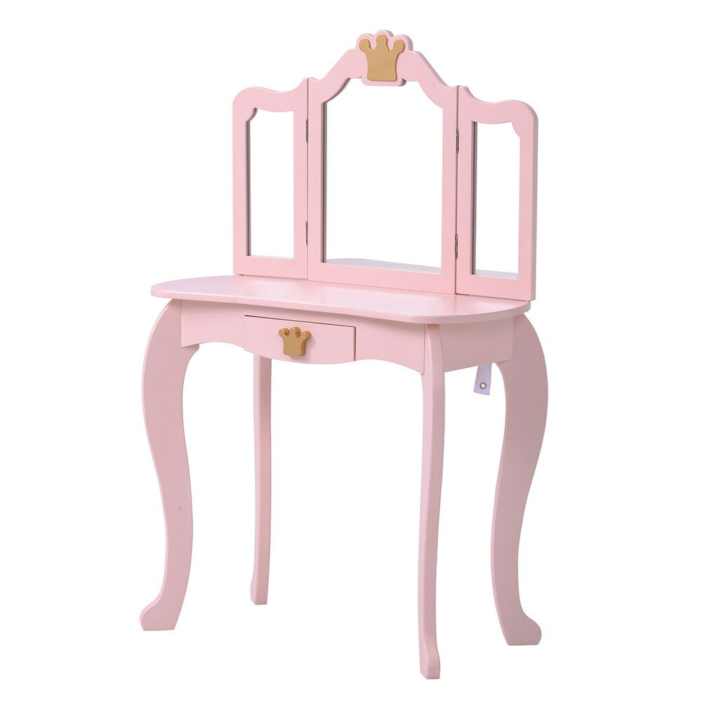 ドレッサー おままごと姫系 引き出し 木製 子供ドレッサー プレゼントおもちゃ お化粧 おめかし メイク台 ミラー 三面鏡 木製 お化粧 王冠 おうかん キッズ 女の子 プレゼント お姫様 女の子プレゼント 姪 おしゃれ かわいい