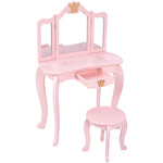 ドレッサー おままごと姫系 引き出し 木製 子供ドレッサー プレゼントおもちゃ お化粧 おめかし メイク台 ミラー 三面鏡 木製 お化粧 王冠 おうかん キッズ 女の子 プレゼント お姫様 女の子プレゼント 姪 おしゃれ かわいい