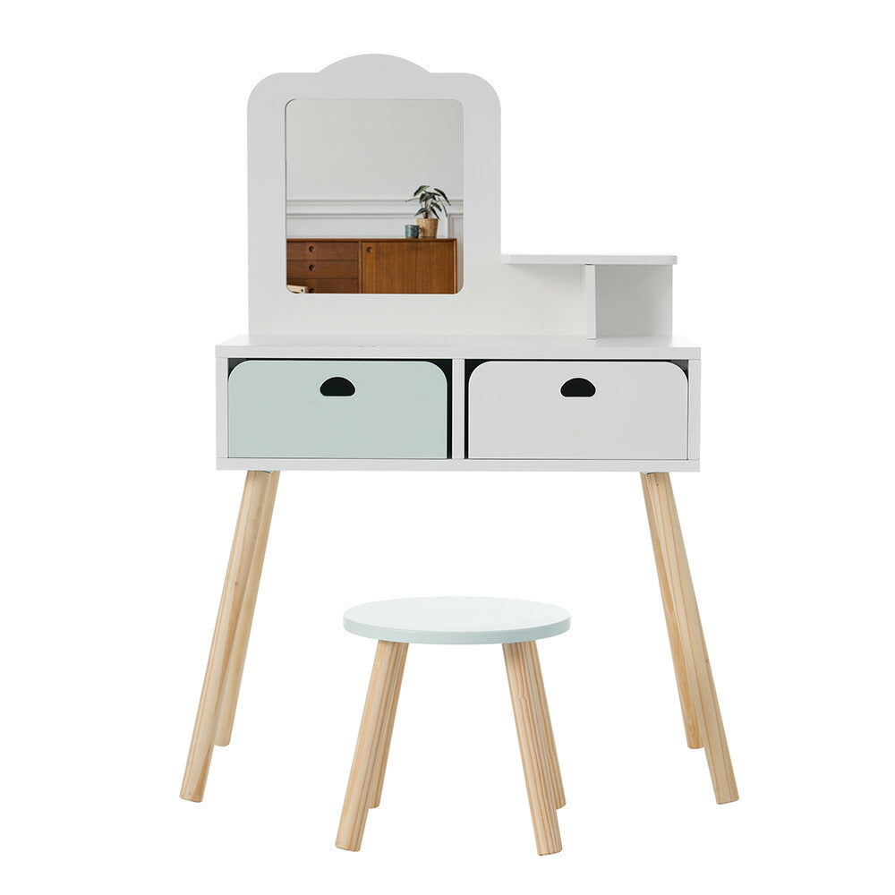 ドレッサー おままごとドレッサー ドレッサー 木製 化粧台 鏡台 引き出し コスメ収納 誕生日プレゼント おもちゃ キッズ 女の子 子供 プレゼント 子供 椅子 スツール付き シンプル 女の子プレゼント 姪 おしゃれ かわいい