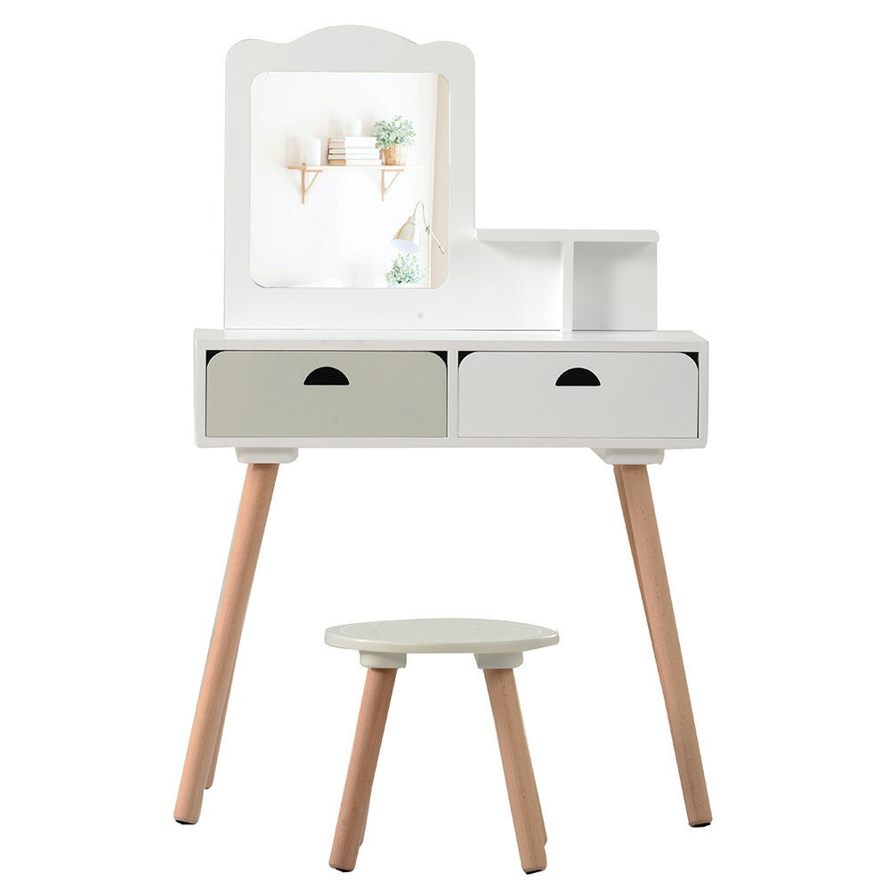 ドレッサー おままごとドレッサー ドレッサー 木製 化粧台 鏡台 引き出し コスメ収納 誕生日プレゼント おもちゃ キッズ 女の子 子供 プレゼント 子供 椅子 スツール付き シンプル 女の子プレゼント 姪 おしゃれ かわいい