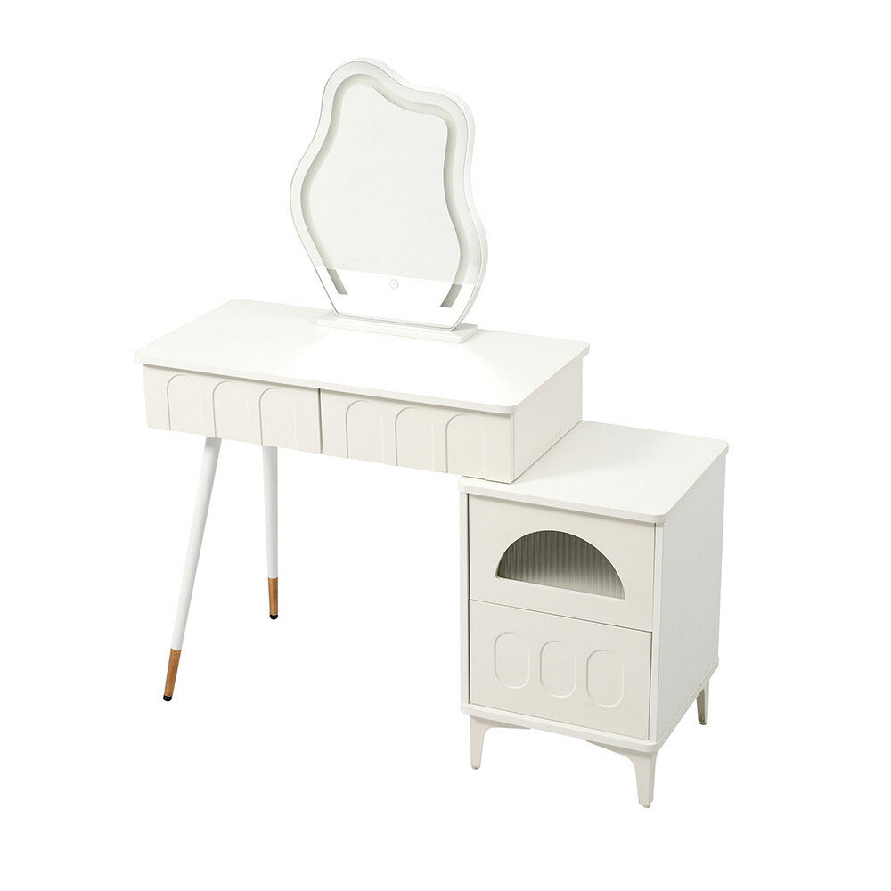 【ドレッサー単品】ドレッサー 化粧台 3色調節 鏡台 LEDミラー 女優 引き出し付き 収納棚付き デスク 収納 メイク台 化粧台 収納 化粧テーブル 収納付き ホワイト 白 幅80CM 80CM 一人暮らし コンパクト 可愛い おしゃれ 北欧風 シンプル モダン