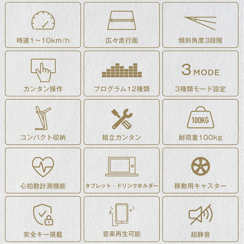 ランニングマシン ウォーキングマシン ランニングマシーン 電動ルームランナー MAX10km/h 低床設計 傾斜3段階調整 心拍計測 12種プログラム 折りたたみ式 静音モーター ワイド走行面 家庭用ランニングマシン 有酸素運動 室内トレーニング 7日内出荷