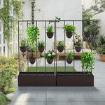プランターフェンス プランター付きフェンス 目隠しフェンス プランターボックス付き ガーデンフェンス ガーデンラティス フラワースタンド 植木鉢スタンド ガーデニングフェンス 園芸ラック スチール製 屋外 庭 ベランダ 7日内出荷