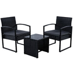 ラタン調 ガーデンファニチャー 3点セット ガーデンテーブル チェア2脚 クッション付き PEラタン 屋外家具 防水 耐候性 カフェ テラス ベランダ バルコニー 庭 ガーデンソファセット ホテル アウトドア 7日内出荷