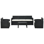 ガーデンファニチャー 4点セット 5人掛け ソファセット ラタン調 ガーデンテーブル付き クッション付き PEラタン 防水 耐候性 工具不要 組立簡単 ベランダ テラス 庭 カフェ ホテル 屋外家具 ガーデンソファ 7日内出荷