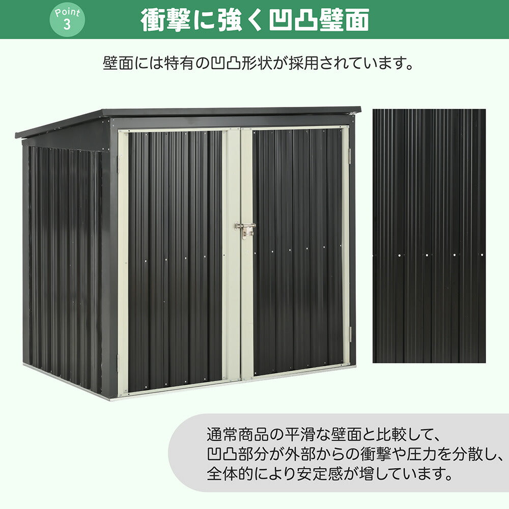 ゴミ収納庫 屋外 ゴミストッカー 大容量 物置 スチール物置 戸外収納庫 L158×W96×H134cm 施錠可能 防さび 防水 屋外物置 倉庫 収納庫 ガーデニング収納 ゴミ箱収納 ベランダ収納 カラス対策 頑丈 ブラック 7日内出荷