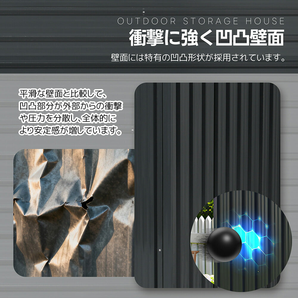 物置 屋外 収納庫 スチール物置 大型 戸外収納庫 W193×D130×H189cm 収納ラック付き 引き戸 屋外物置 倉庫 防さび 防水 屋外収納 ガーデニング収納 ベランダ収納 庭収納 おしゃれ 大容量 ブラック 7日内出荷