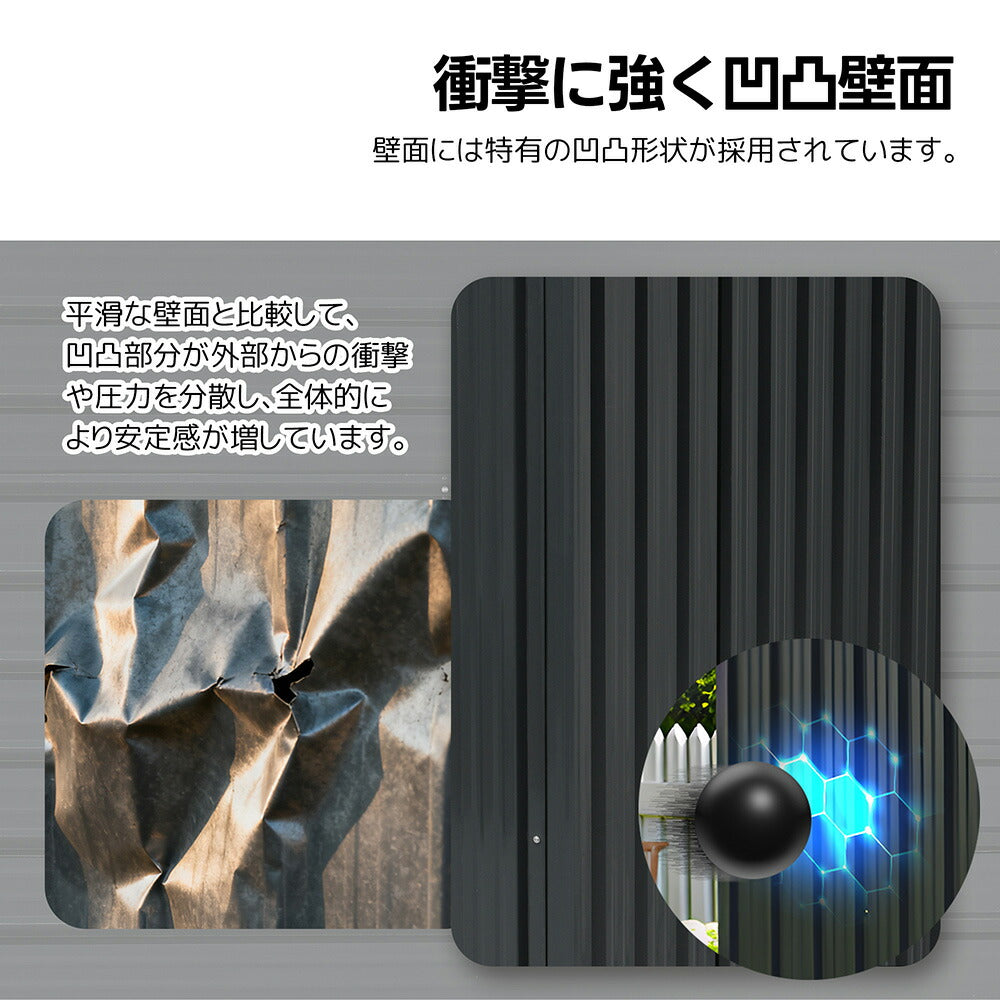 温室付き 物置 屋外 スチール物置 可動棚 戸外収納庫 W180×D121×H180cm 大型 収納庫 屋外物置 倉庫 ガーデニング温室 ガーデンハウス 防さび 防水 屋外収納 ガーデニング収納 ベランダ収納 庭収納 ブラック ブルーグレー 7日内出荷