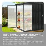 温室付き 物置 屋外 スチール物置 可動棚 戸外収納庫 W180×D121×H180cm 大型 収納庫 屋外物置 倉庫 ガーデニング温室 ガーデンハウス 防さび 防水 屋外収納 ガーデニング収納 ベランダ収納 庭収納 ブラック ブルーグレー 7日内出荷