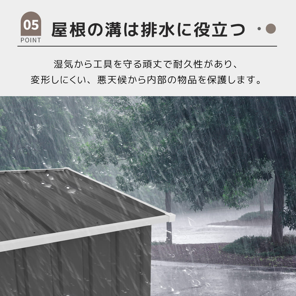 物置 屋外 スチール物置 大型 倉庫 戸外収納庫 182×153×77cm 約1897L 大容量 屋外物置 収納庫 庭収納 ガーデン収納 防水 防さび スチール収納庫 床なし 棚なし 可動棚付き 選択可能 グレー 7日内出荷