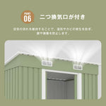 物置 屋外 スチール物置 大型 倉庫 戸外収納庫 183×108×182cm 屋外収納庫 引き戸 施錠可能 換気口付き 補強フレーム付き 庭収納 ガーデン収納 防水 防さび スチール収納庫 床なし 屋外物置 グレー ライトグリーン 7日内出荷