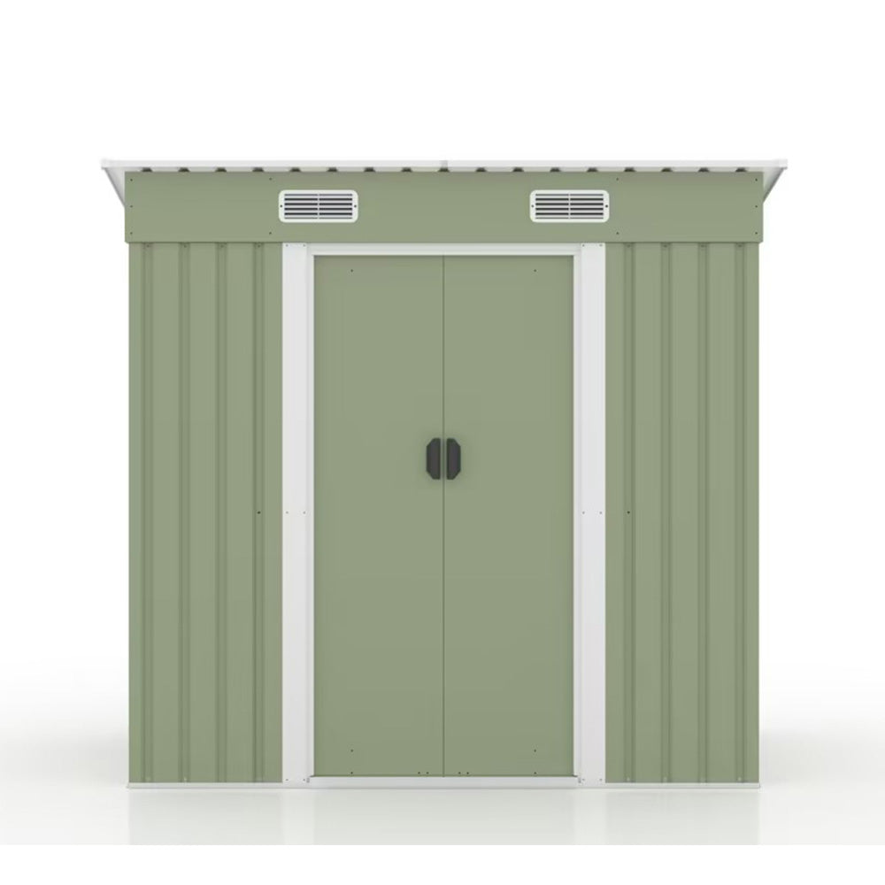 物置 屋外 スチール物置 大型 倉庫 戸外収納庫 183×108×182cm 屋外収納庫 引き戸 施錠可能 換気口付き 補強フレーム付き 庭収納 ガーデン収納 防水 防さび スチール収納庫 床なし 屋外物置 グレー ライトグリーン 7日内出荷