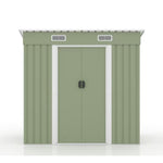 物置 屋外 スチール物置 大型 倉庫 戸外収納庫 183×108×182cm 屋外収納庫 引き戸 施錠可能 換気口付き 補強フレーム付き 庭収納 ガーデン収納 防水 防さび スチール収納庫 床なし 屋外物置 グレー ライトグリーン 7日内出荷