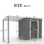 物置 屋外 スチール物置 大型 倉庫 戸外収納庫 サイドオーニング付き 屋外収納庫 338×109×180cm 大容量 引き戸 施錠可能 換気口付き 防水 防さび ガーデン収納 屋外物置 庭収納 バイク収納 作業スペース付き 7日内出荷