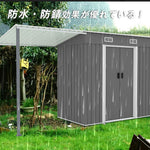 物置 屋外 スチール物置 大型 倉庫 戸外収納庫 サイドオーニング付き 屋外収納庫 338×109×180cm 大容量 引き戸 施錠可能 換気口付き 防水 防さび ガーデン収納 屋外物置 庭収納 バイク収納 作業スペース付き 7日内出荷