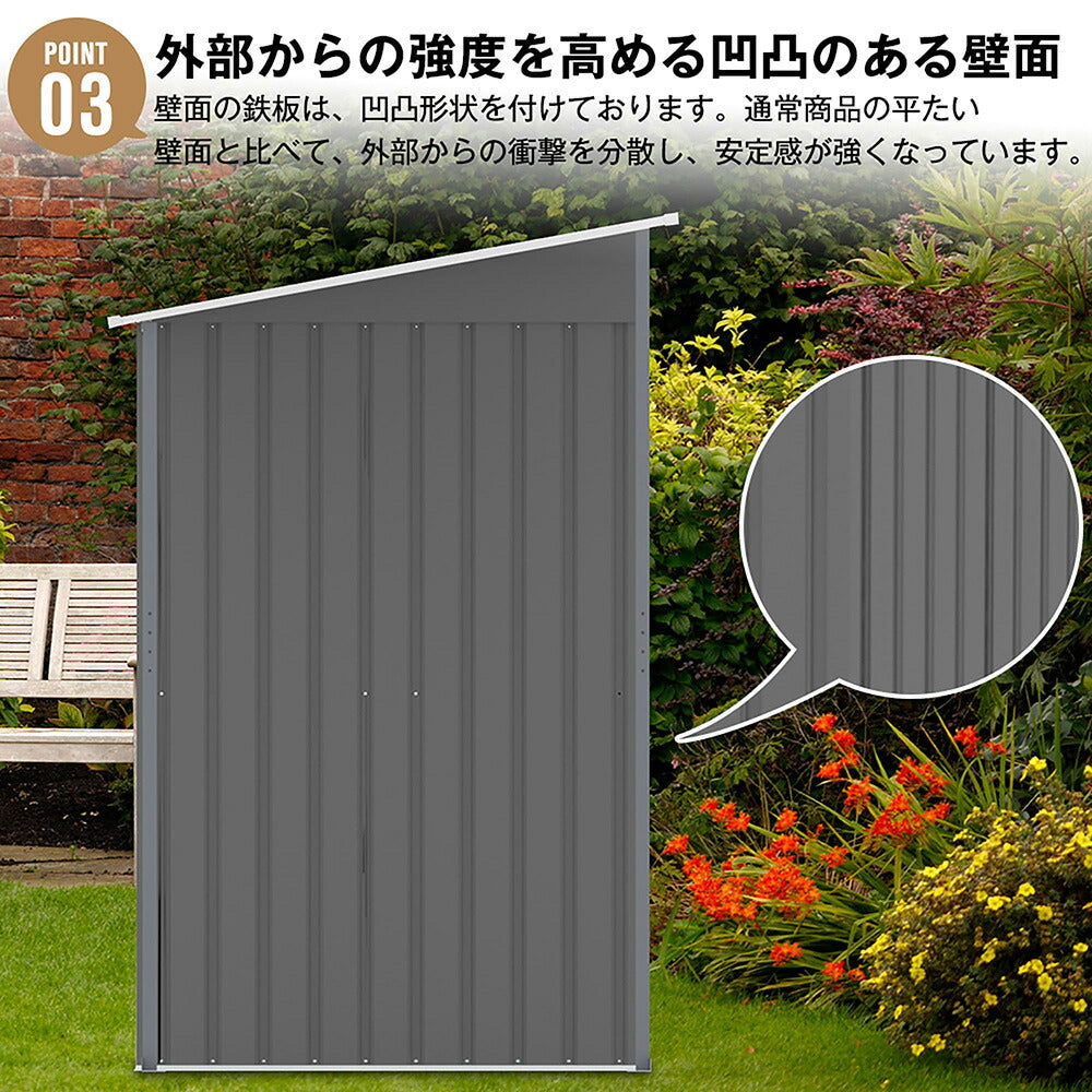 物置 屋外 スチール物置 大型 倉庫 戸外収納庫 サイドオーニング付き 屋外収納庫 338×109×180cm 大容量 引き戸 施錠可能 換気口付き 防水 防さび ガーデン収納 屋外物置 庭収納 バイク収納 作業スペース付き 7日内出荷