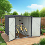 自転車倉庫 2台用 自転車収納庫 屋外物置 スチール物置 屋外収納庫 施錠可能 自転車保管庫 防さび 防水 両開きドア スタンド付き ガーデニング用品収納 屋外収納 ガレージ 庭 ベランダ バイク収納 7日内出荷