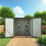 自転車倉庫 2台用 自転車収納庫 屋外物置 スチール物置 屋外収納庫 施錠可能 自転車保管庫 防さび 防水 両開きドア スタンド付き ガーデニング用品収納 屋外収納 ガレージ 庭 ベランダ バイク収納 7日内出荷