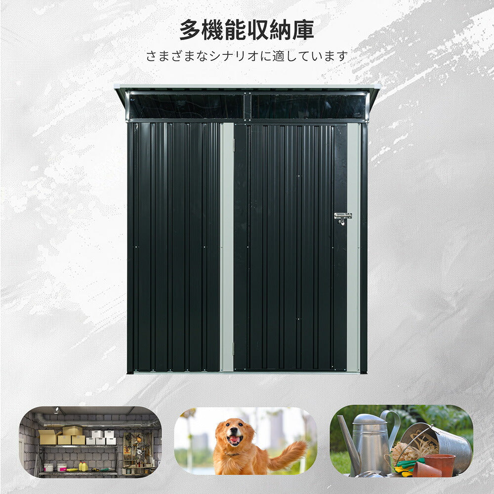 物置 屋外 スチール物置 屋外収納庫 戸外収納庫 幅164cm 奥行111cm 高181cm 収納庫 倉庫 換気口付き 防さび 防水 屋外収納 ガーデニング収納 ベランダ 庭 7日内出荷