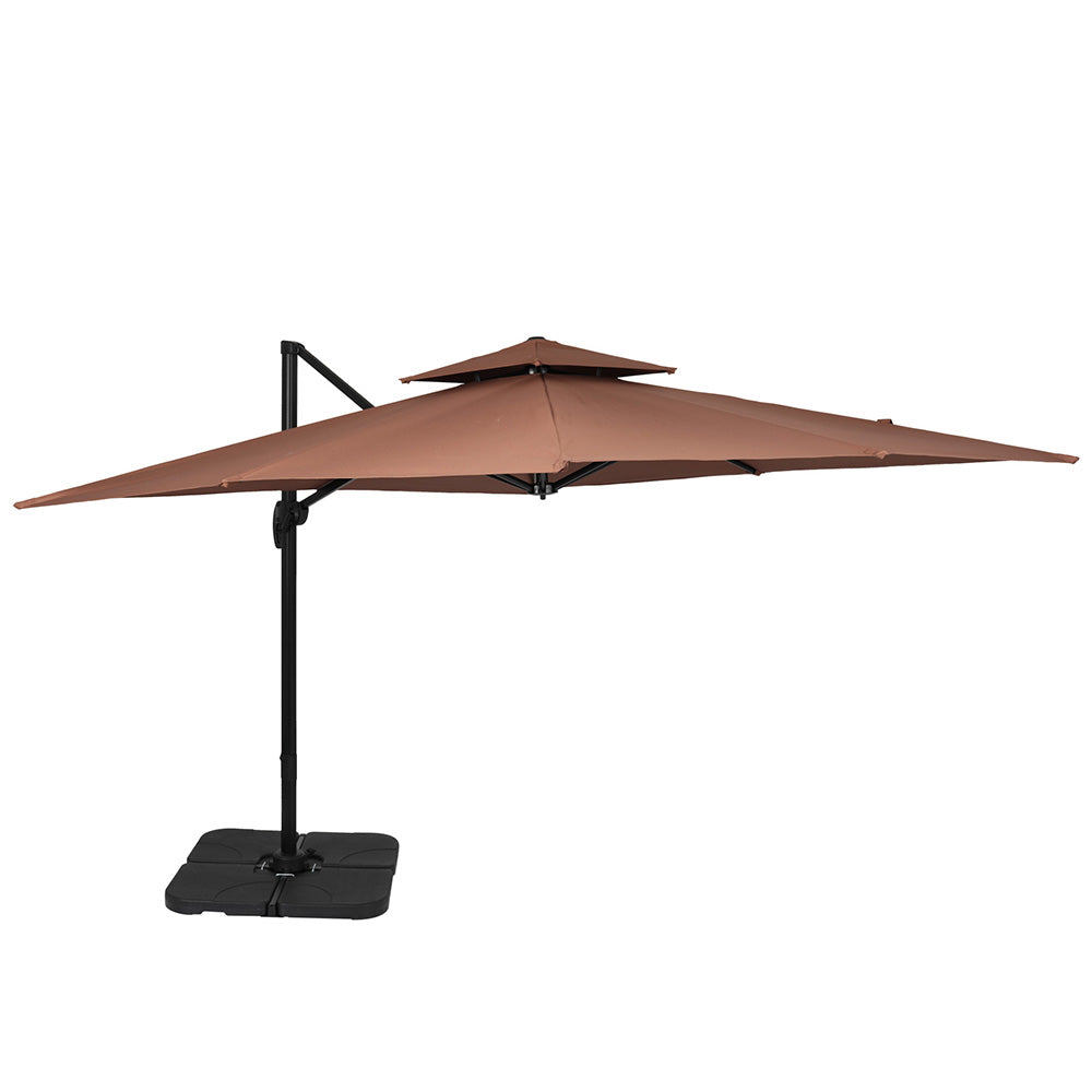 ガーデンパラソル 300cm 長方形大型パラソル 2層通気構造 UPF30+紫外線対策 360度回転 角度高さ調整可能 アルミ製フレーム 専用ベース付き 吊り下げ式パラソル 庭 テラス ビーチ プール アウトドア 商業利用 7日内出荷