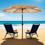 ハワイアンパラソル 直径220cm 大型パラソル ナチュラル わら調デザイン UPF30+紫外線対策 角度調整 チルト機能 撥水加工 レバー開閉 ガーデンパラソル 庭 テラス ビーチ プール キャンプ カフェ アウトドア 7日内出荷